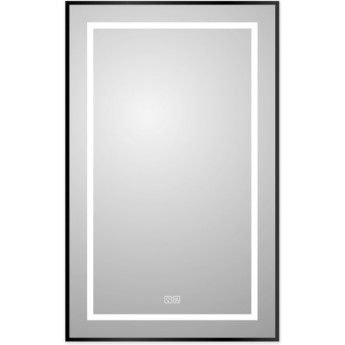 Зеркало BELBAGNO SPC-KRAFT-500-800-LED-TCH-WARM-NERO в алюминиевой раме со встроенным светильником, сенсорным выключателем и подогревом, 500x32x800